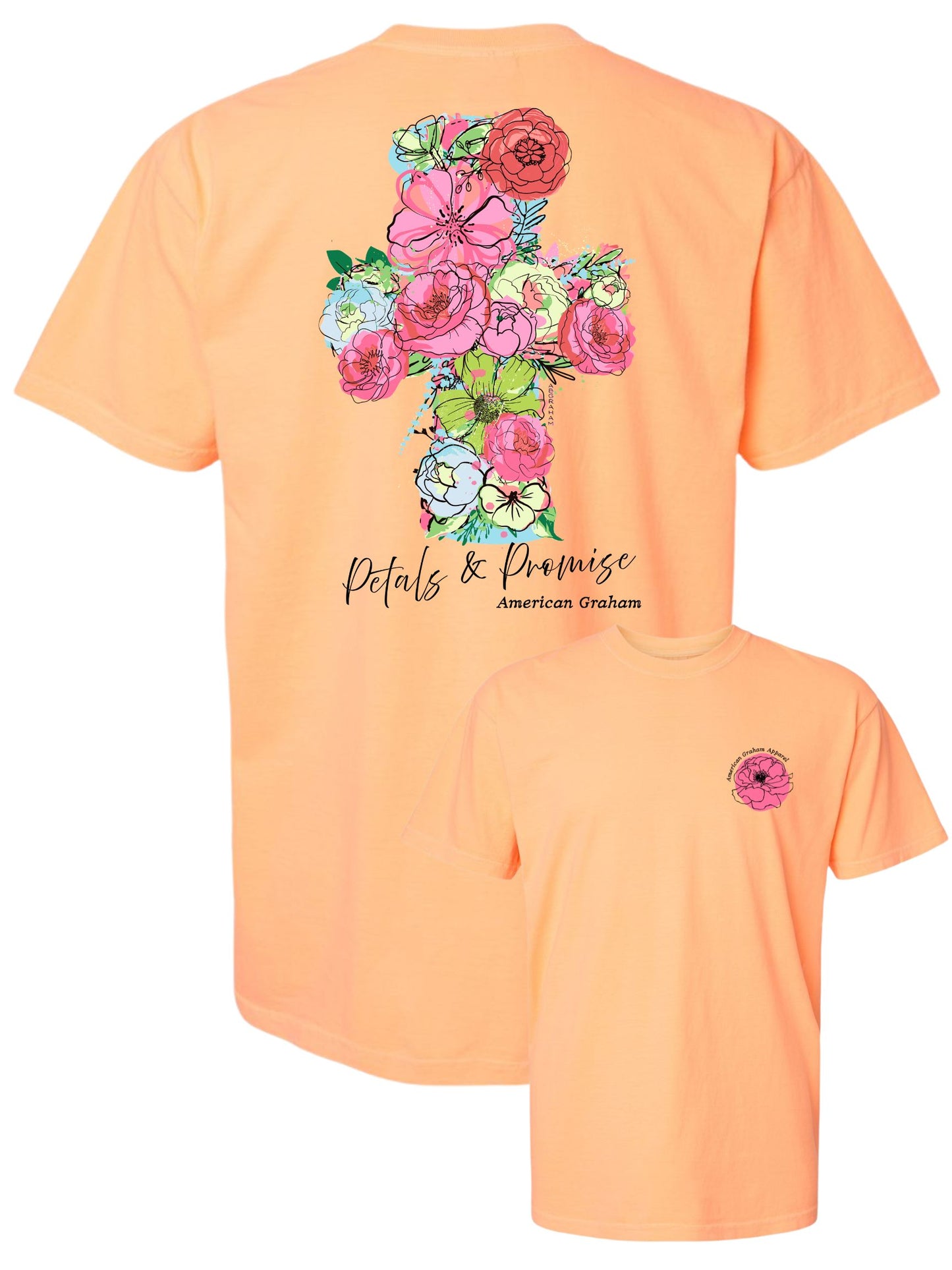 NEW SUMMER COLORS :Petals & Promise: Grace In Full Bloom Spring Floral Cross Graphic T-Shirt