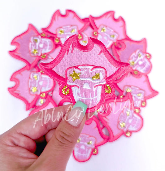 Preppy pink pirates mascot patch trucker hat patches iron on ABLNco