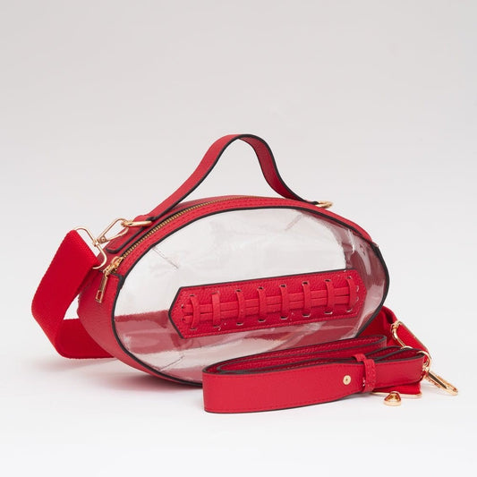 Red Clear Football-Shaped Game Day Stadium Crossbody Bag