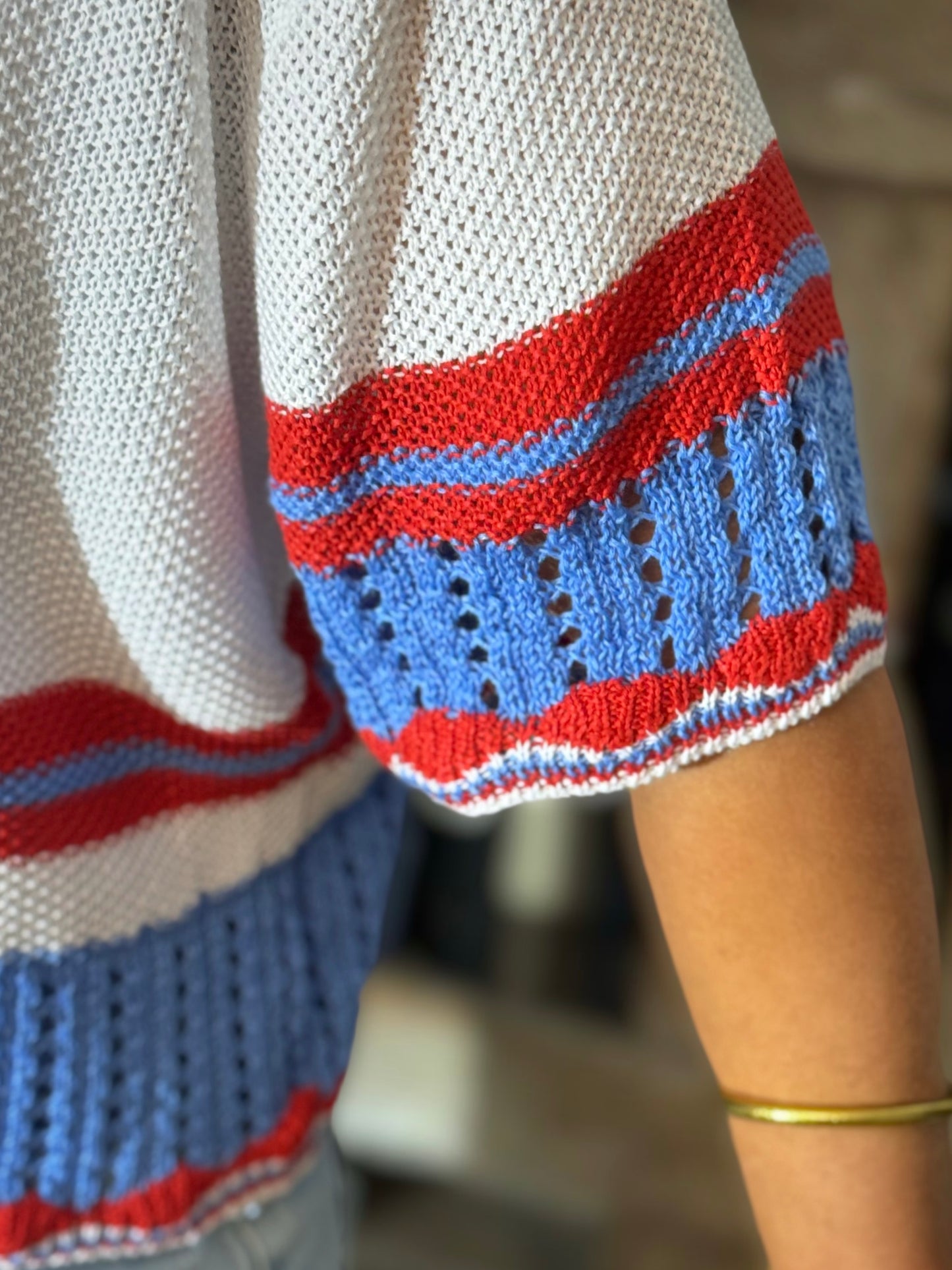 Coastal Club Crochet Stripe Cardigan