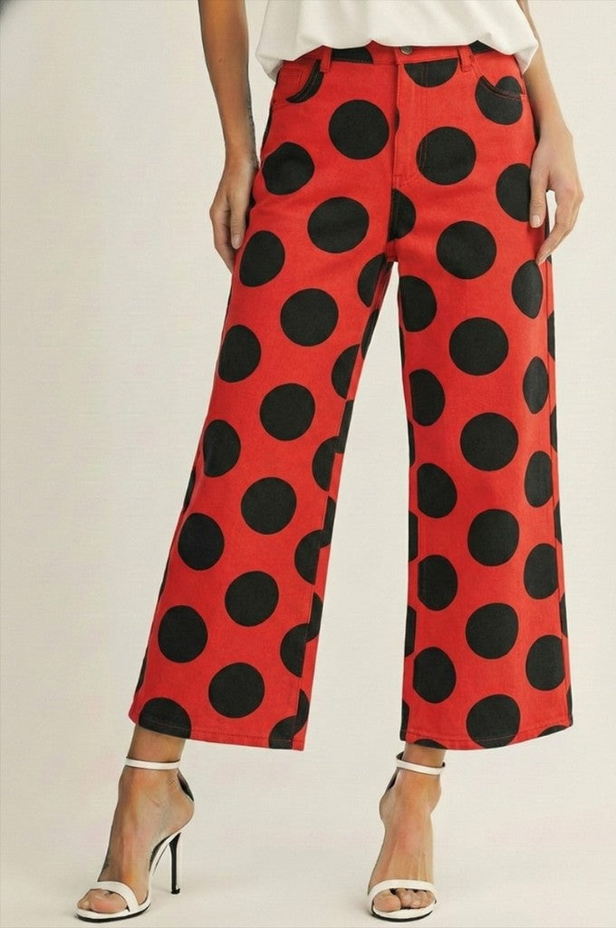 Sanford Spotlight Polka Dot Wide-Leg Pants