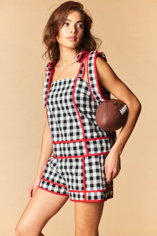 Saturday in Athens Spirit Gingham Ribbon Shorts Set