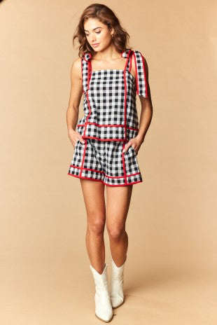 Saturday in Athens Spirit Gingham Ribbon Shorts Set