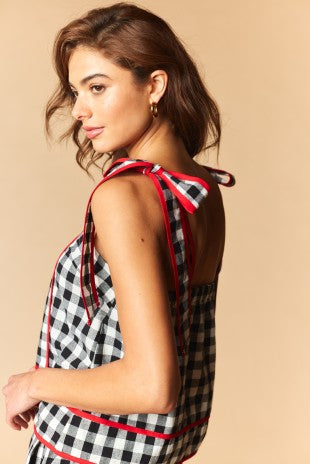 Saturday in Athens Spirit Gingham Ribbon Shorts Set