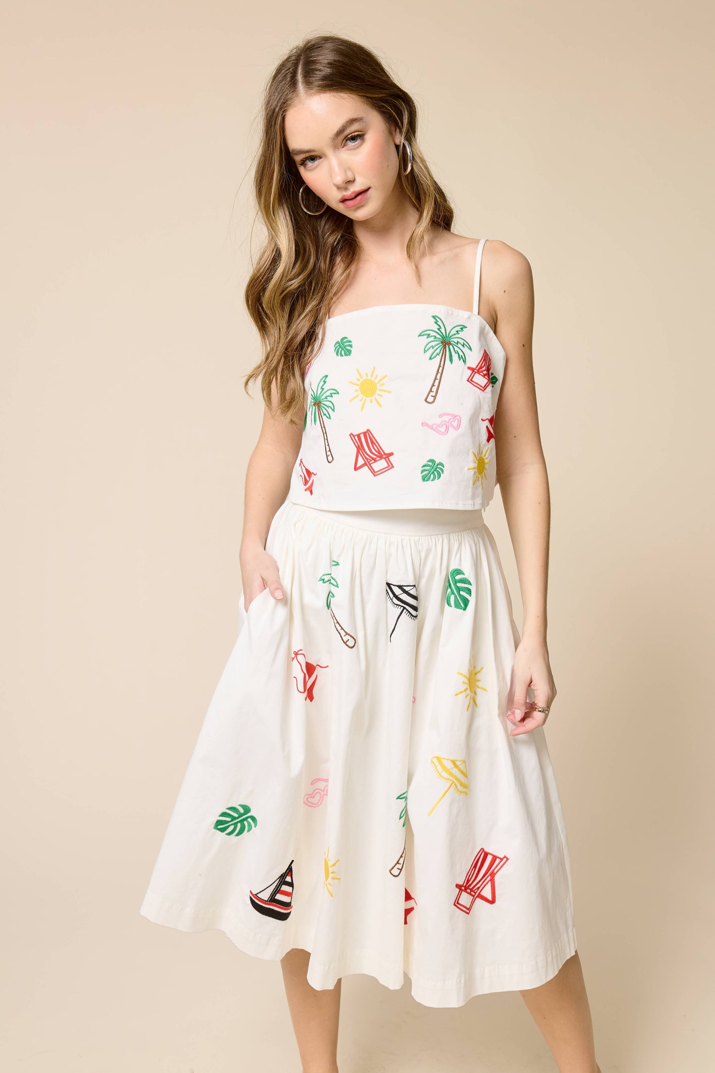 Coastal Embroidered Cami Top – Beach & Vacation Summer Outfit
