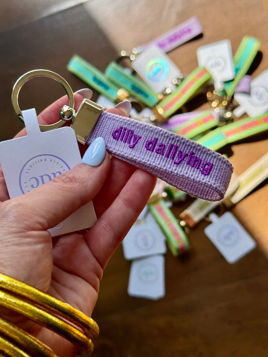 DILLY DALLYING Woven Canvas Keychain