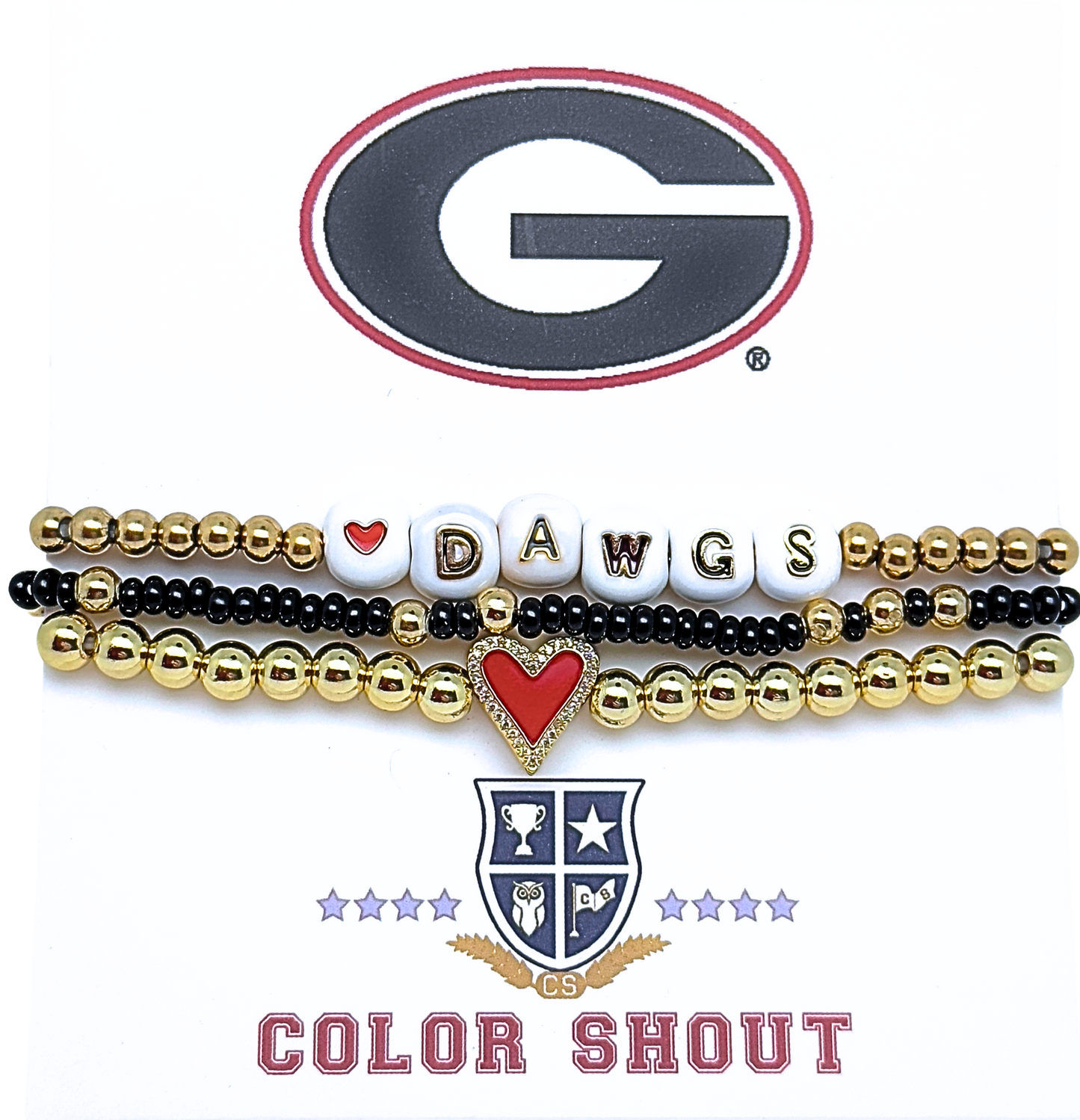 Color Shout UGA Dawgs Love Bracelet Stack – Set of 3