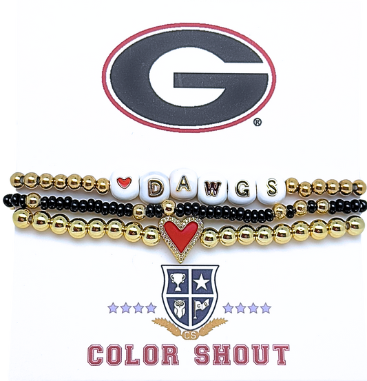 Color Shout UGA Dawgs Love Bracelet Stack – Set of 3