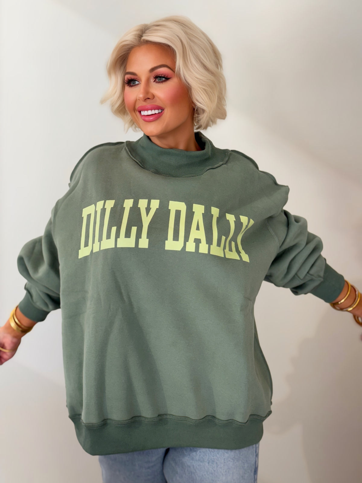 Dilly Dally Oversized Mock Neck Sweatshirt