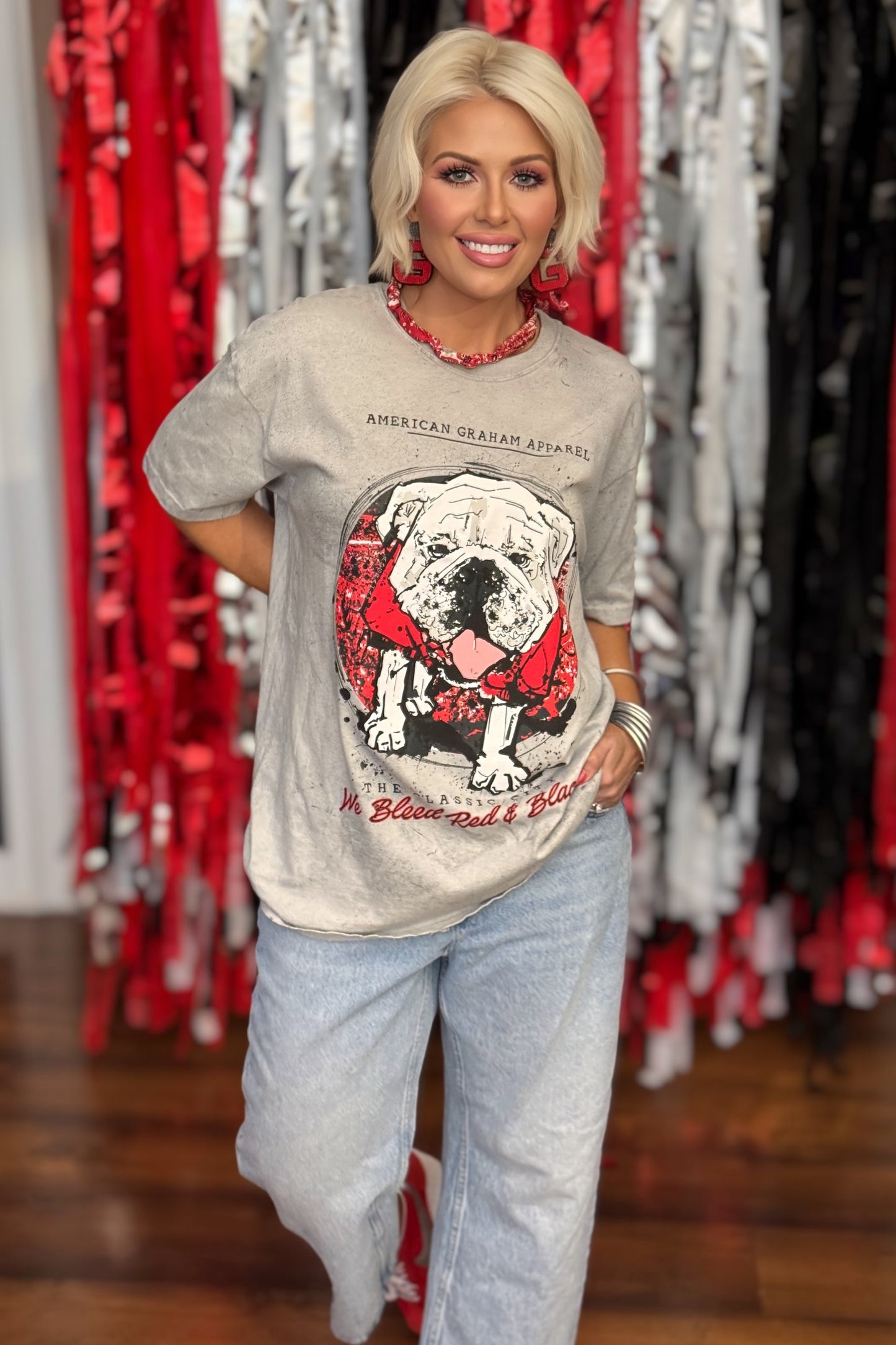 We Bleed Red & Black Comfort Colors® Acid Wash Graphic T-Shirt