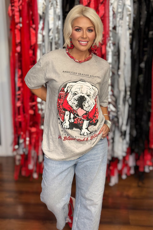 We Bleed Red & Black Comfort Colors® Acid Wash Graphic T-Shirt