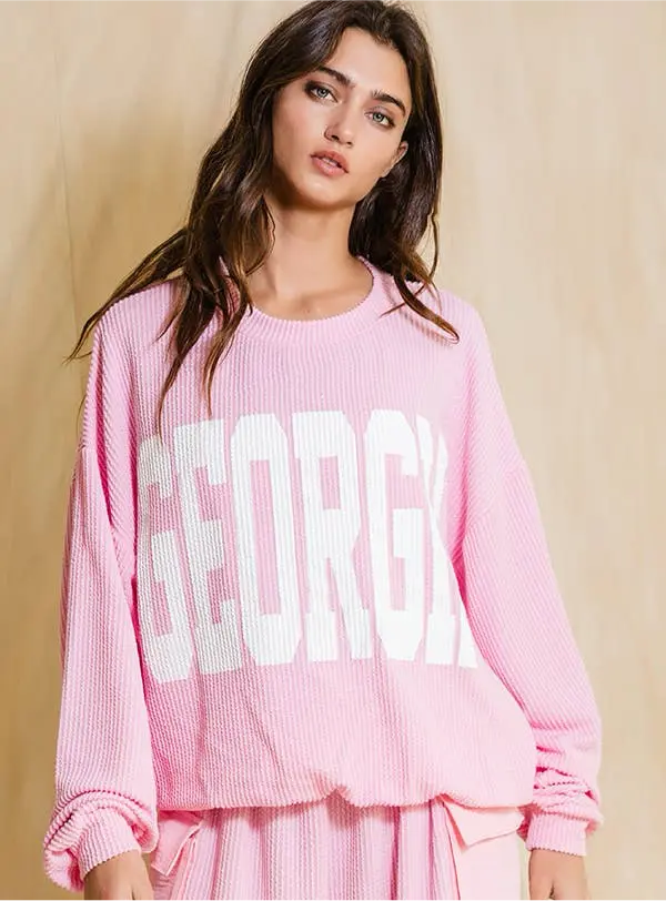 Pink Georgia Graphic Sweatshirt - American Graham Apparel