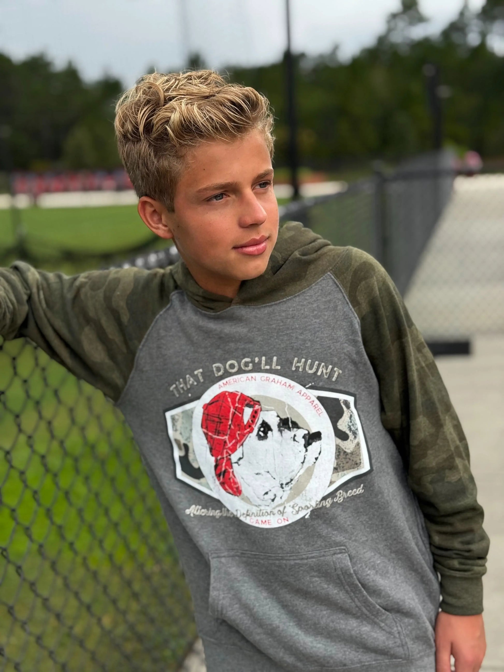 YOUTH Game On: Sporting Bulldog Graphic Camo Hoodie - American Graham Apparel American Graham Apparel
