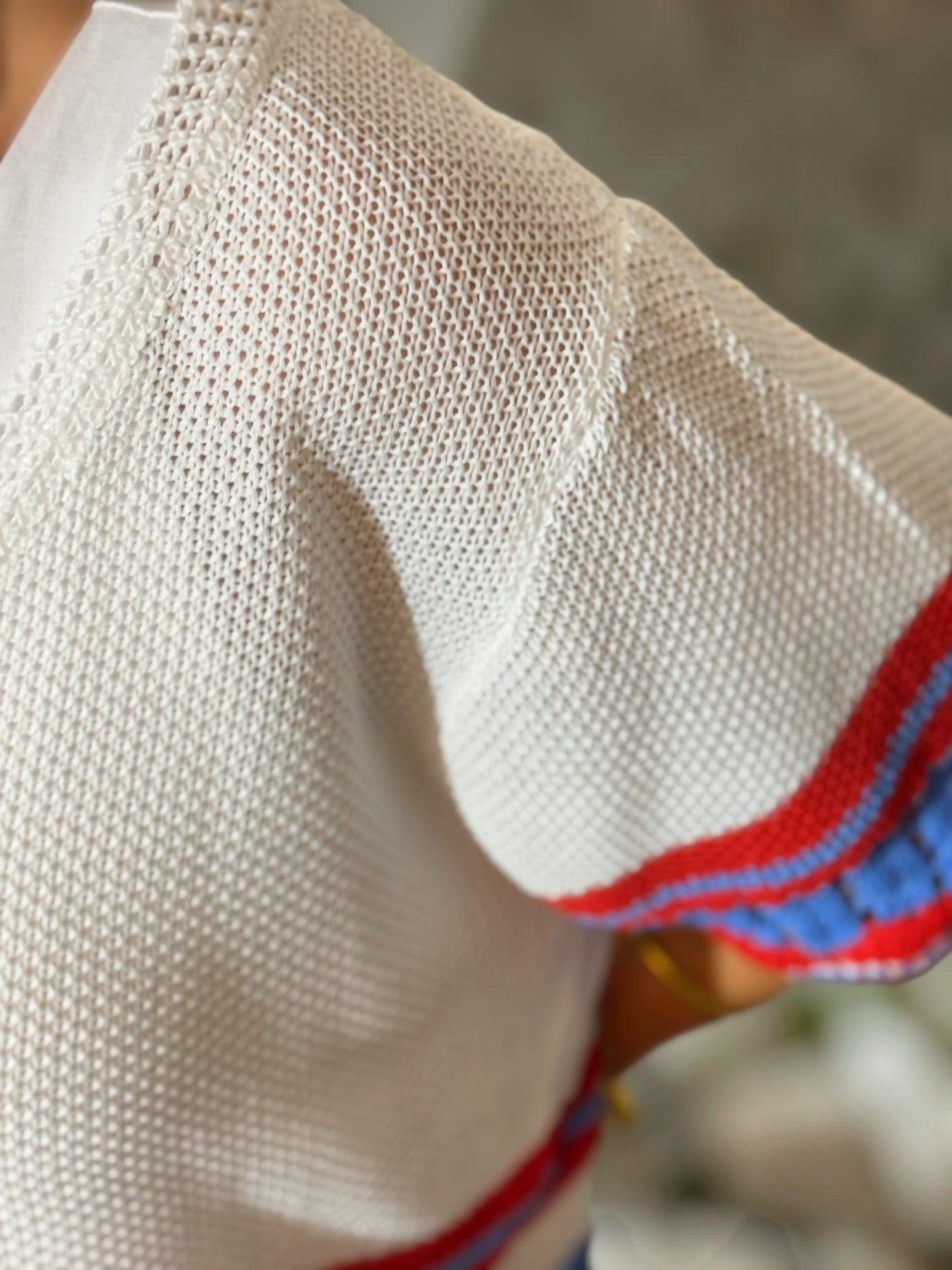 Coastal Club Crochet Stripe Cardigan