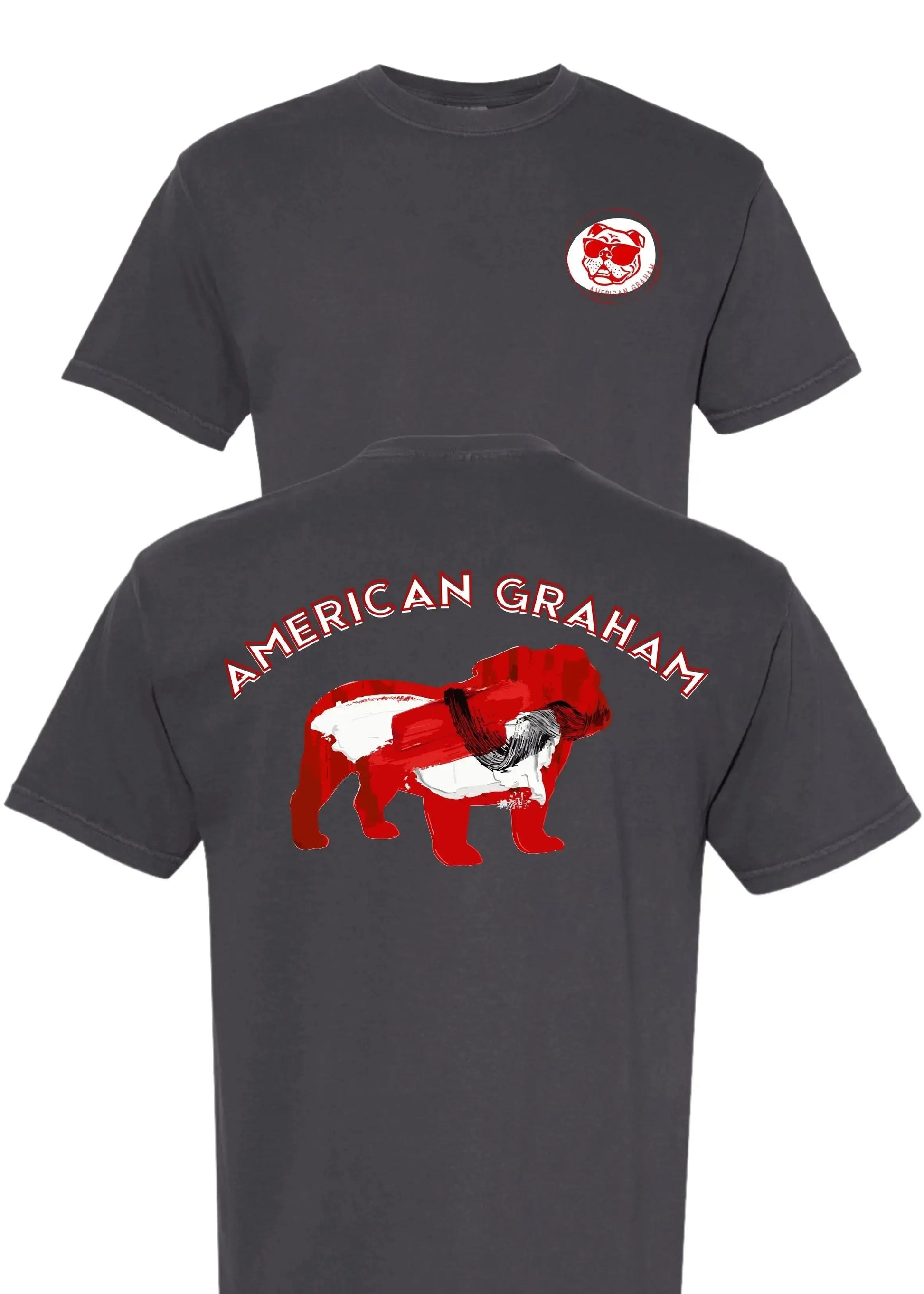 RED & BLACK ATTACK Abstract Bulldog Graphic T-Shirt - American Graham Apparel American Graham Apparel
