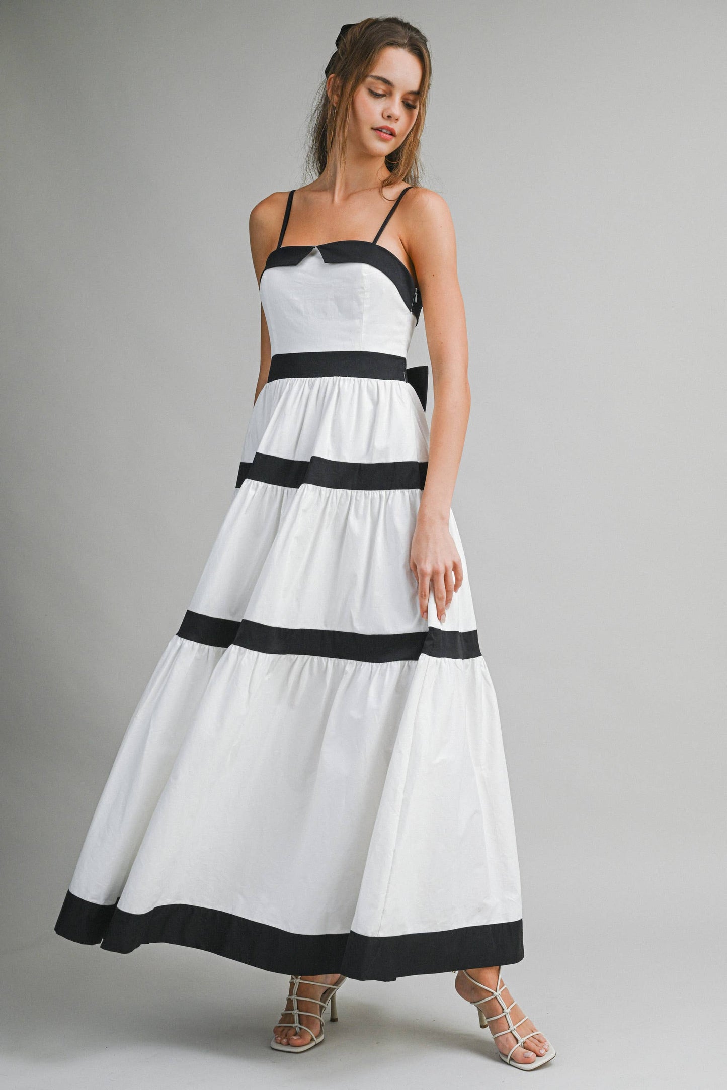 Eloise Black & White Tiered Maxi Dress