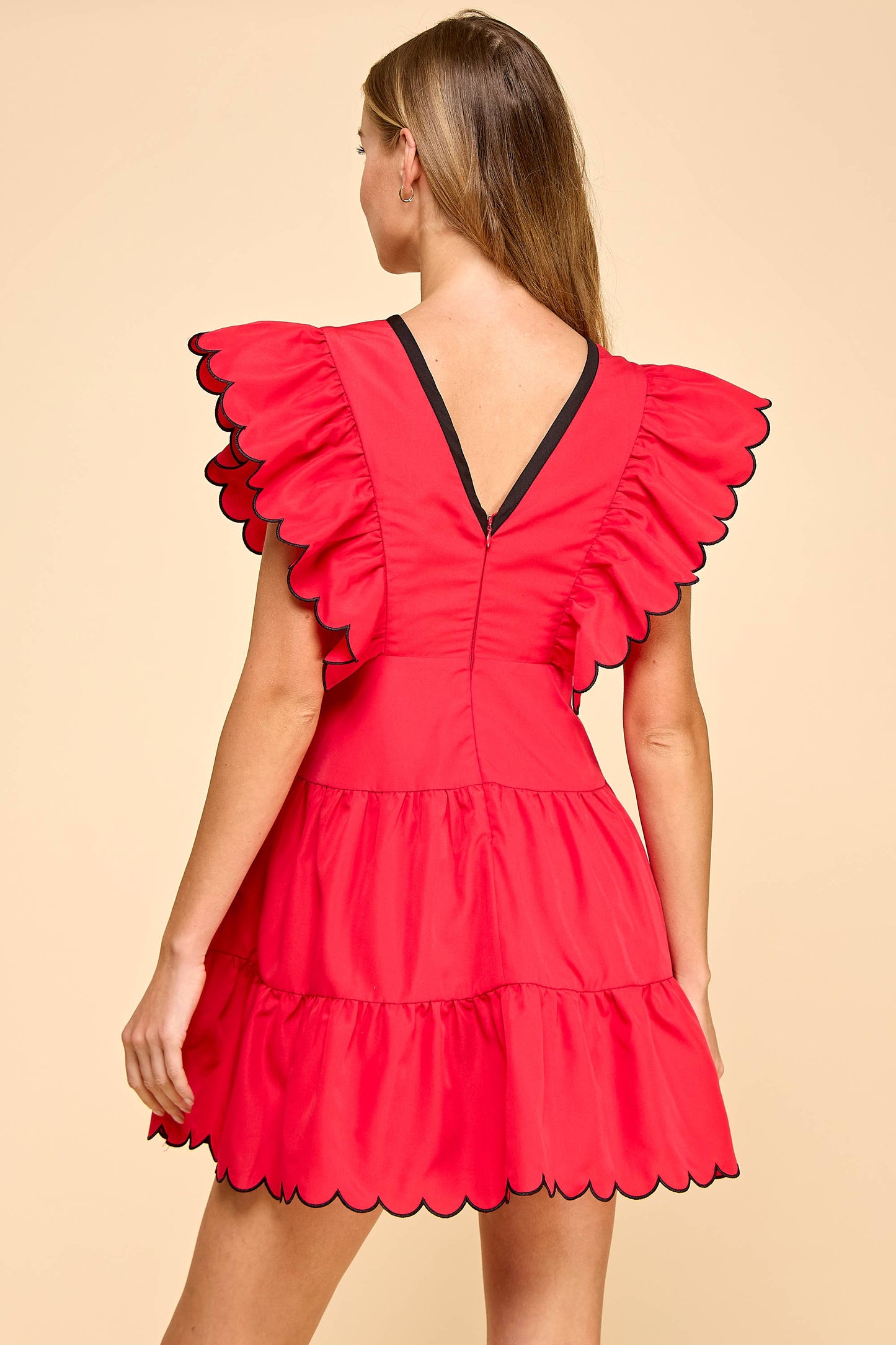 Fourth Quarter Cutie Red Scalloped Dress