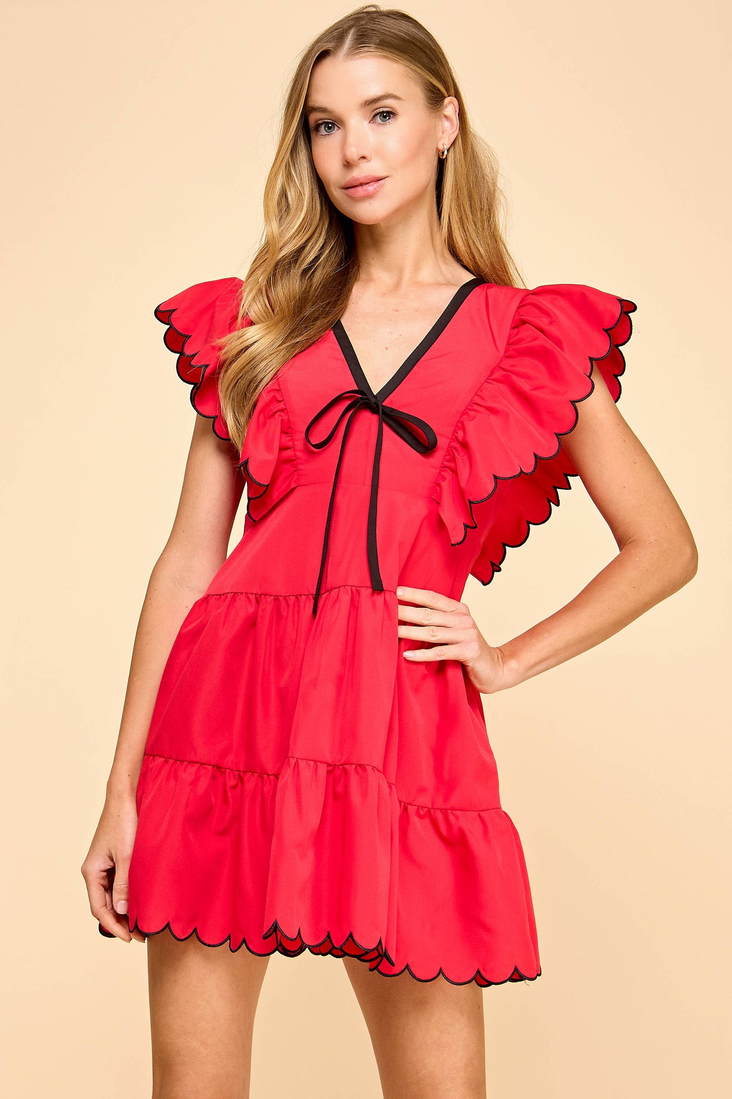 Fourth Quarter Cutie Red Scalloped Dress