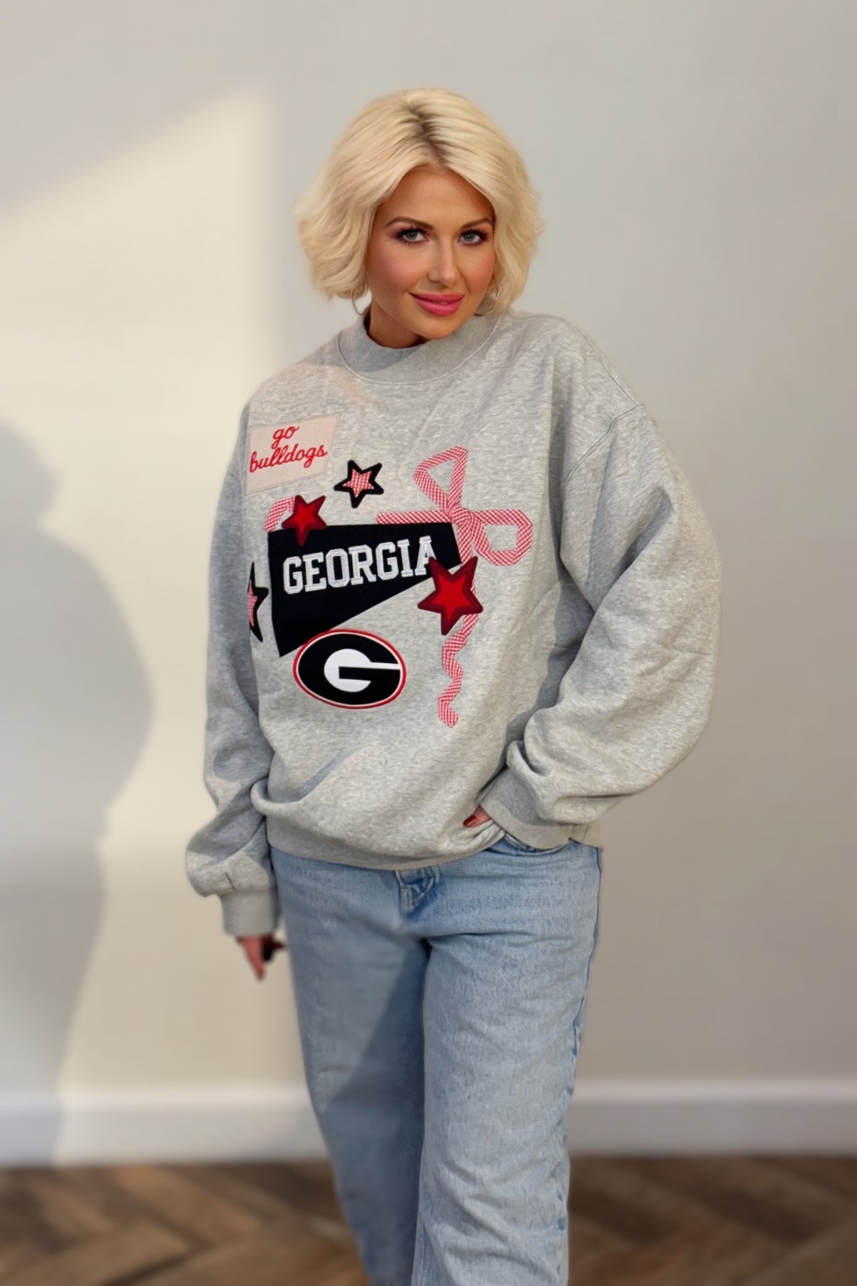 Georgia Bulldogs Appliqué Mock Neck Sweatshirt | STARSTRUCK’D