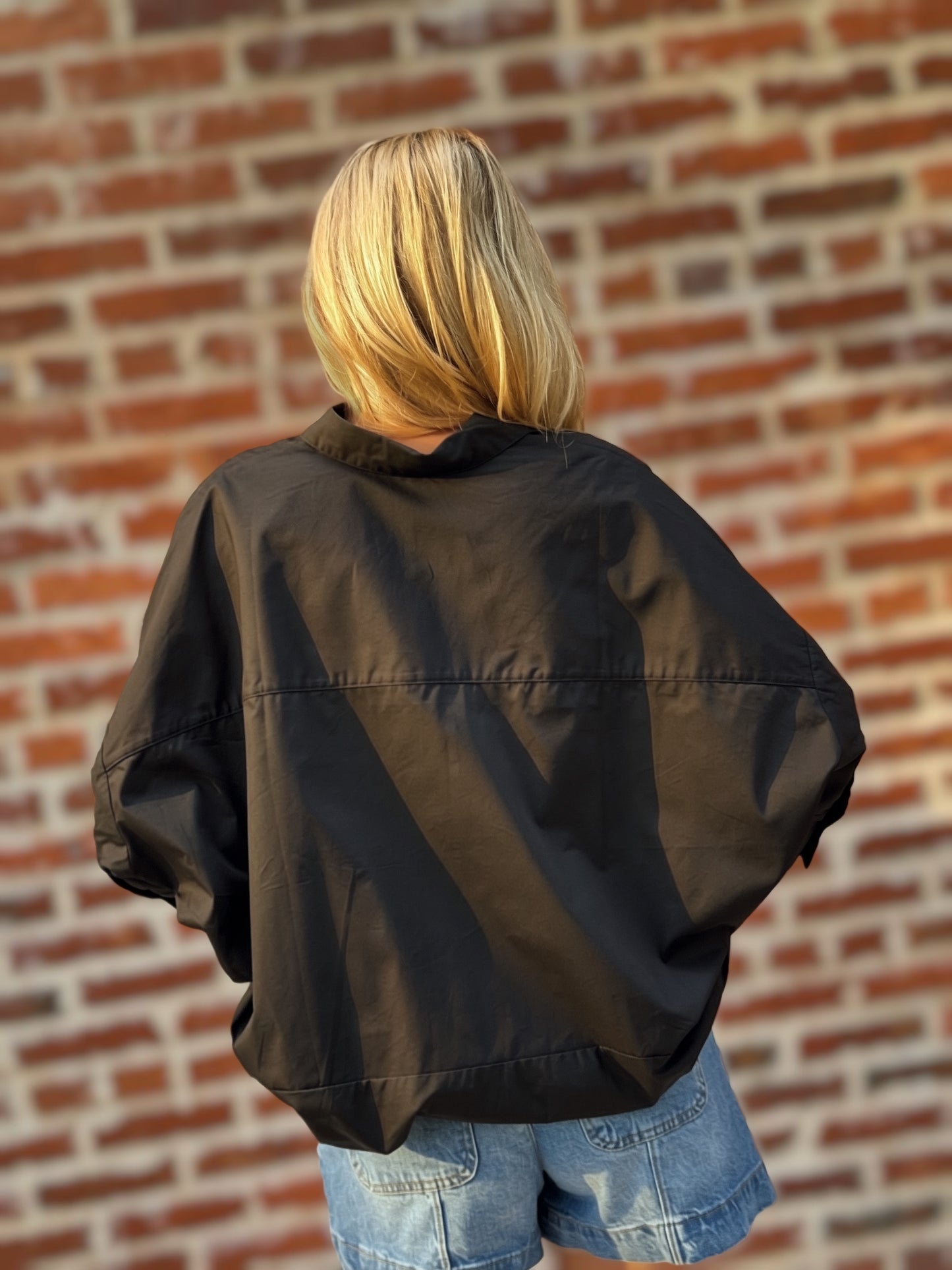 Everyday Ease Black Popover Cotton Shirt