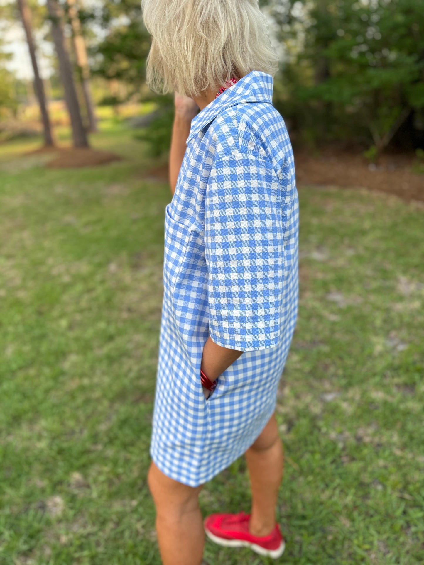 Liberty Blue Gingham Oversized Shirt Dress