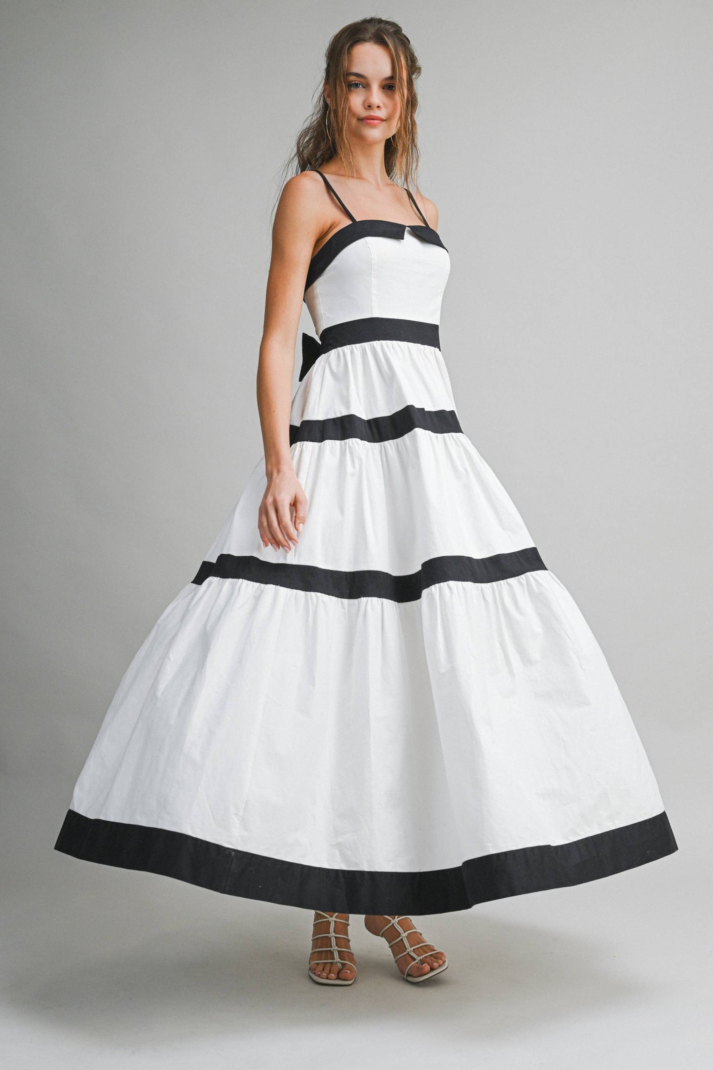 Eloise Black & White Tiered Maxi Dress