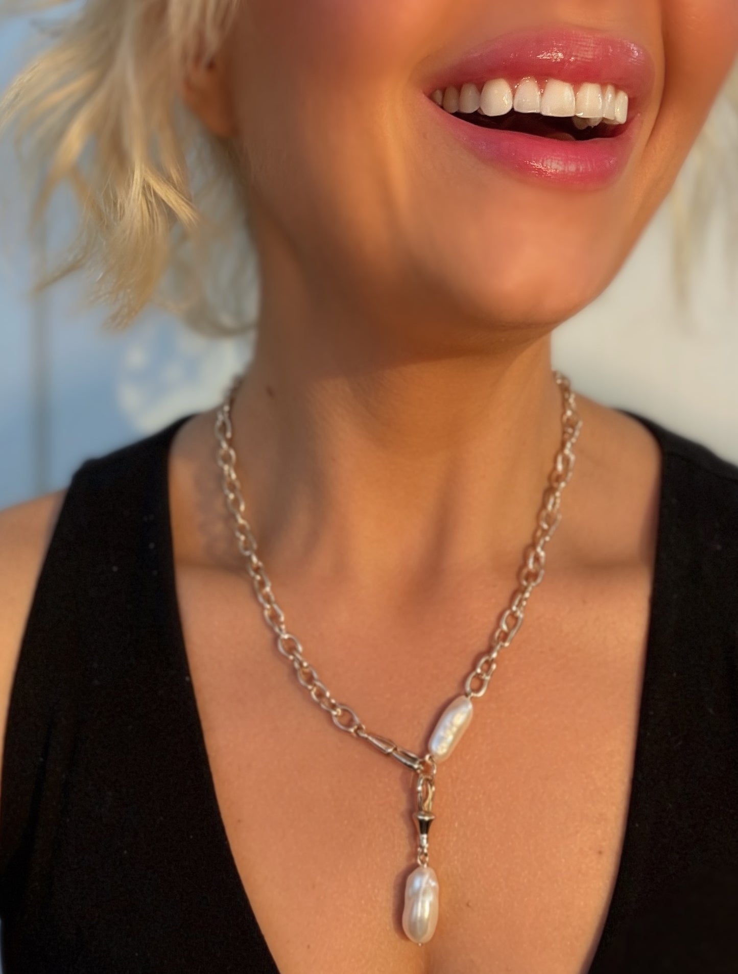 Collier pendentif chaîne perle du sud