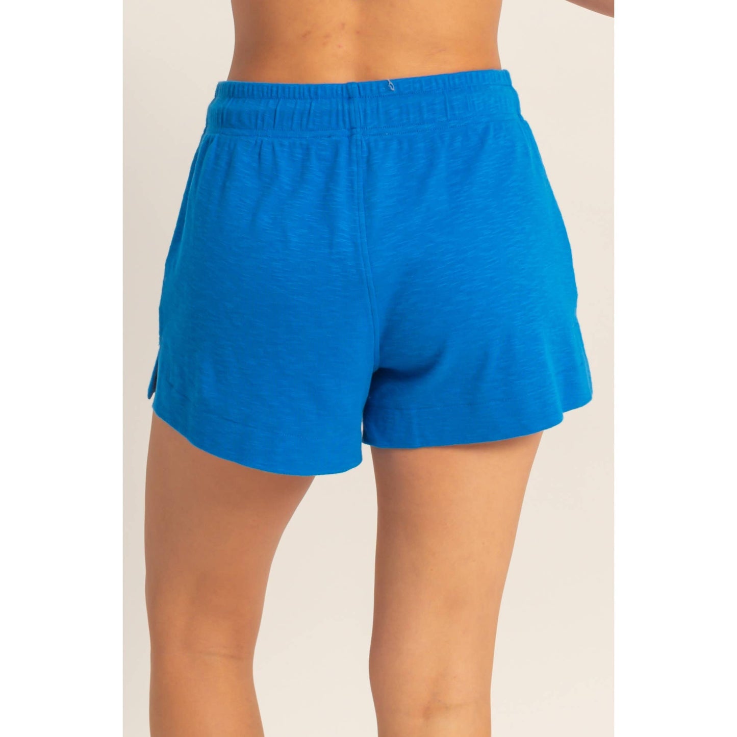 Blue Drawstring Lounge Shorts | Elastic Waist Casual Shorts | Matching Set Bottom