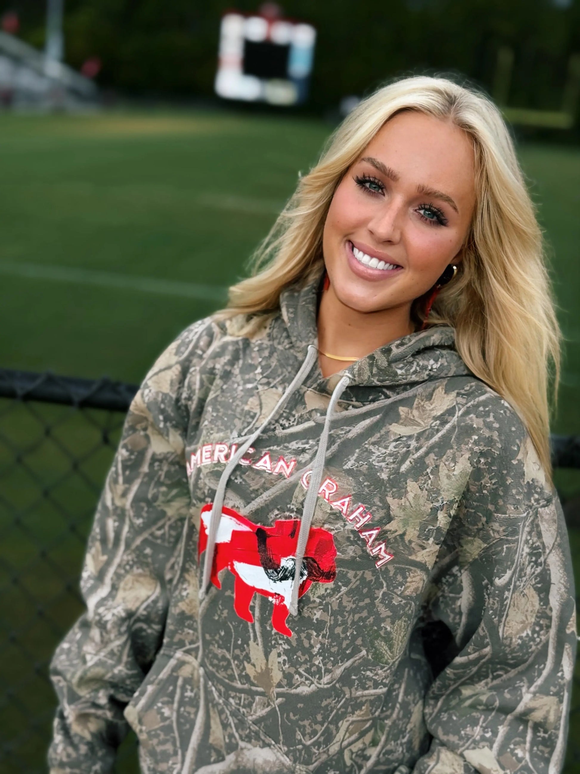 RED & BLACK ATTACK Abstract Bulldog Deadwood Camo Graphic Hoodie - American Graham Apparel American Graham Apparel
