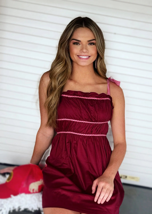 Gameday Maroon Mini Dress - American Graham Apparel BABY PINK