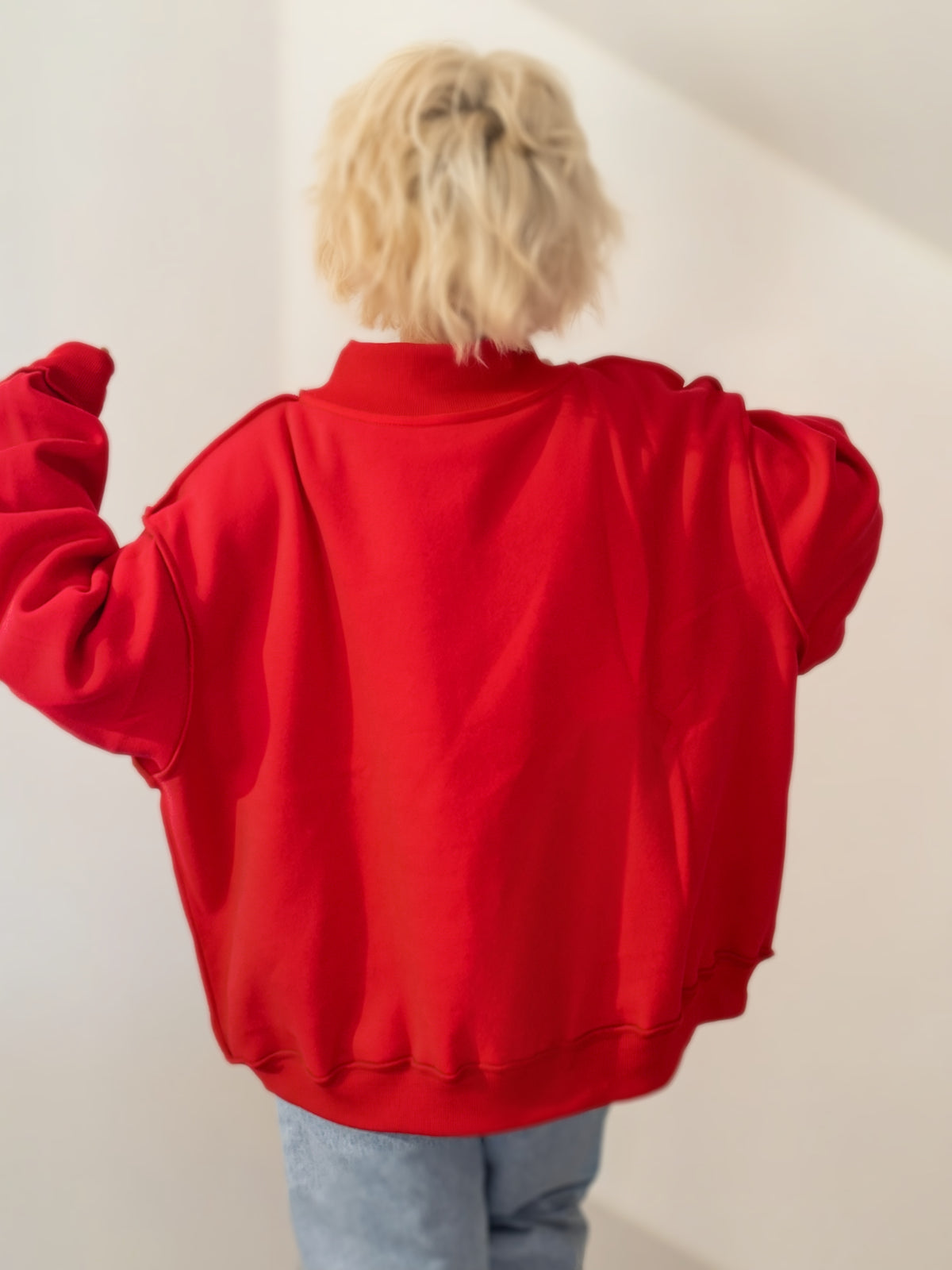 SAVED by Grace Oversized Mock Neck Sweatshirt: Red