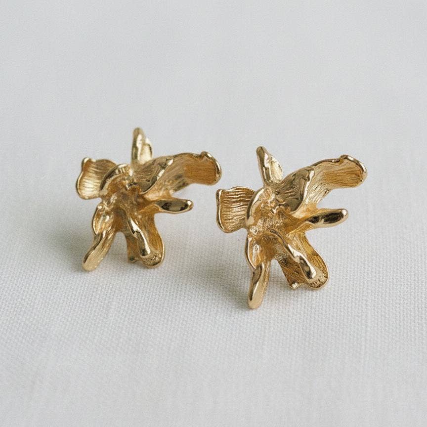 Golden Penelope- Vintage Inspired Floral Stud Earrings