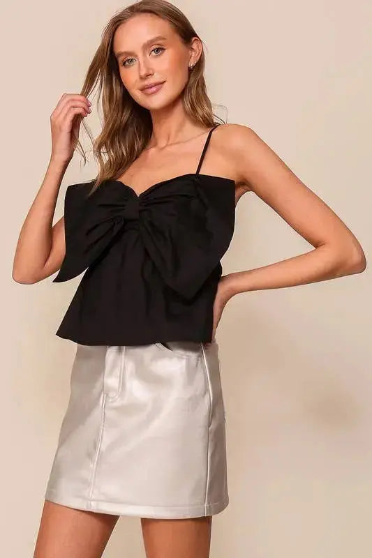 Sleeveless Bow Top - MN2176: Black / S Twentyten