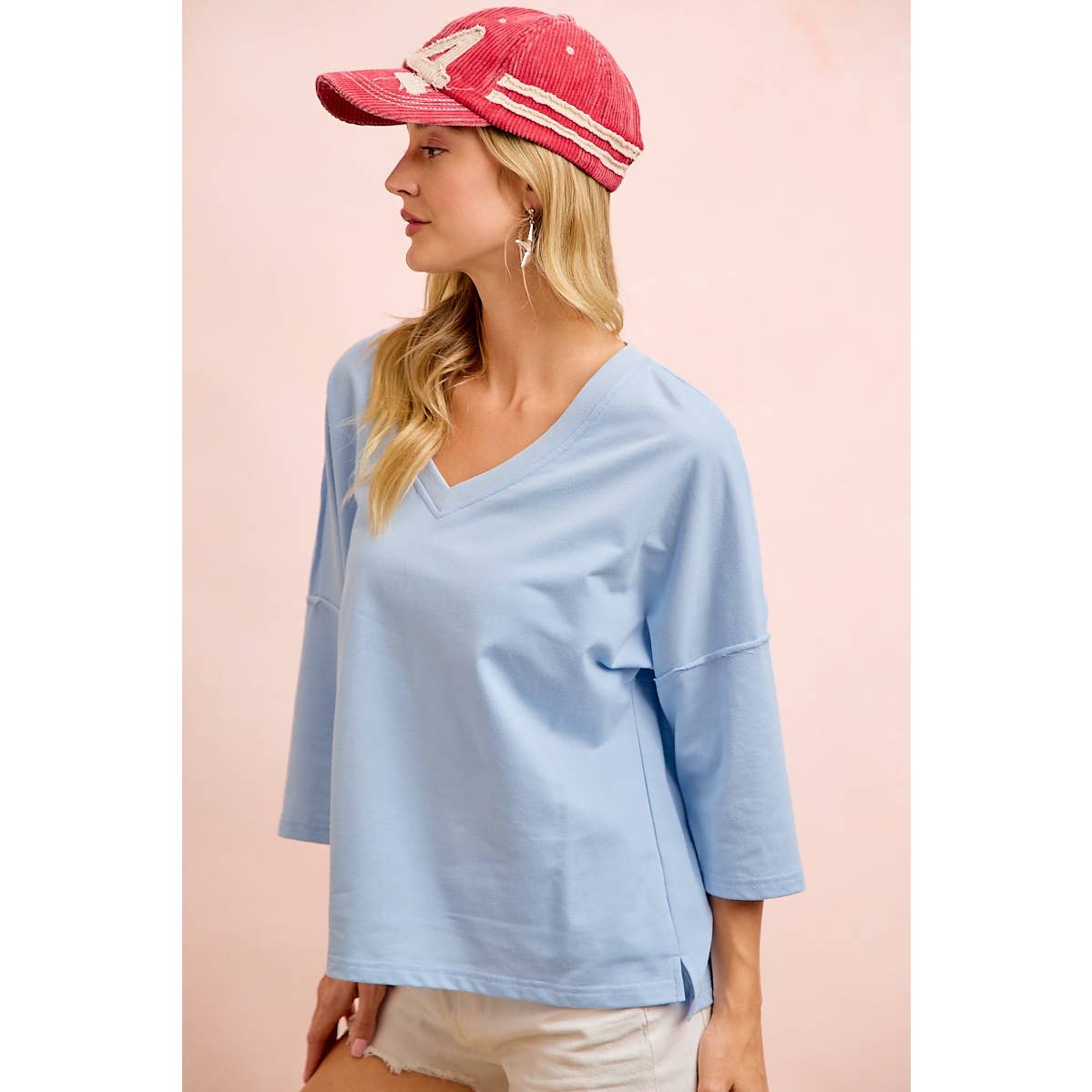 Americana Lace Patch Oversized V-Neck Top