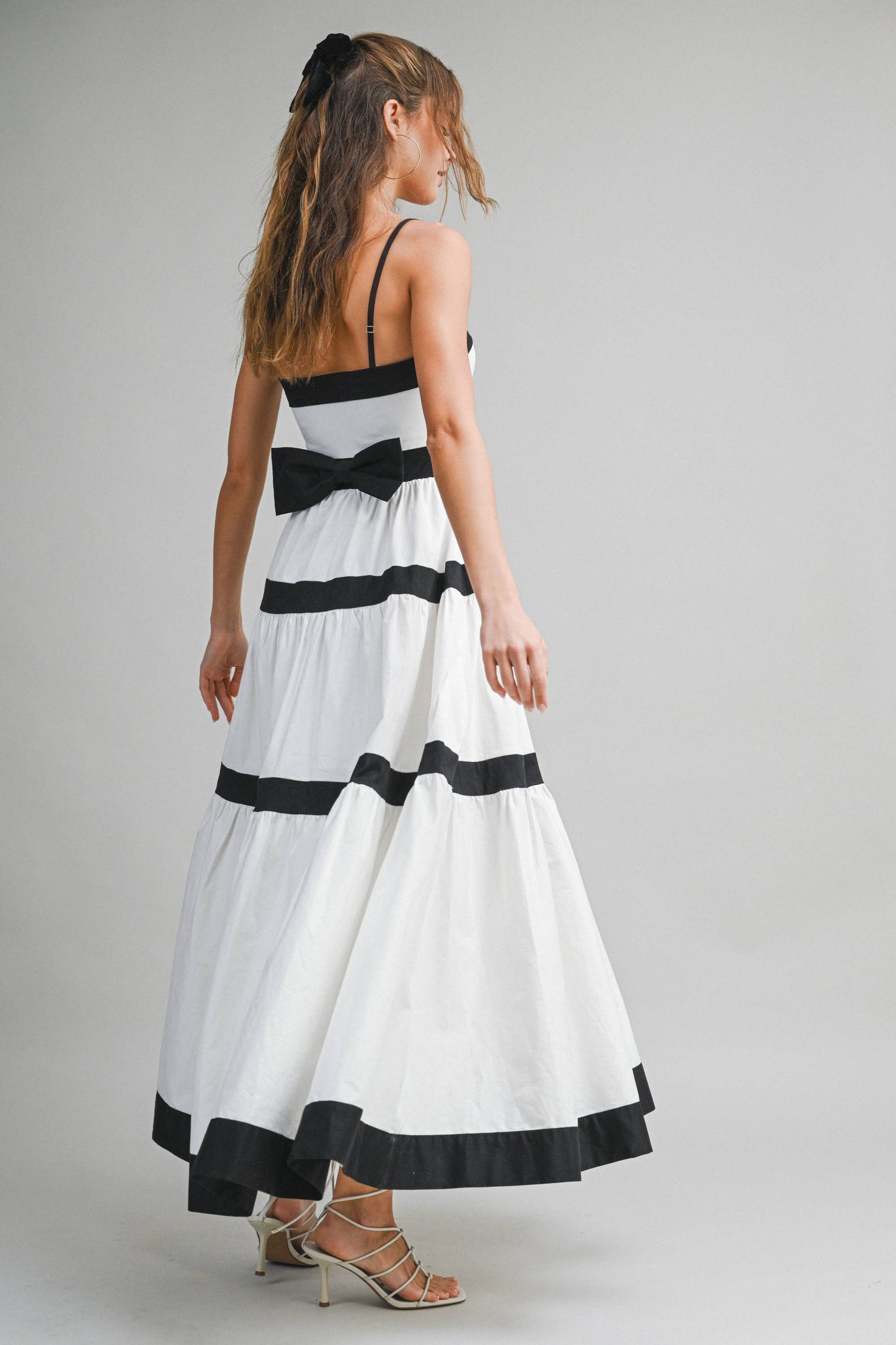 Eloise Black & White Tiered Maxi Dress
