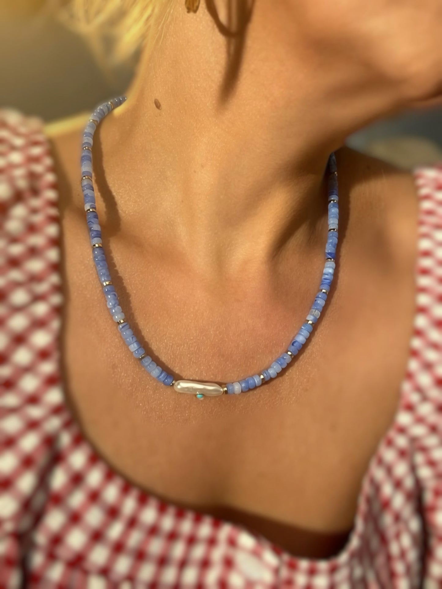 Blue Tide Pearl Gemstone Necklace