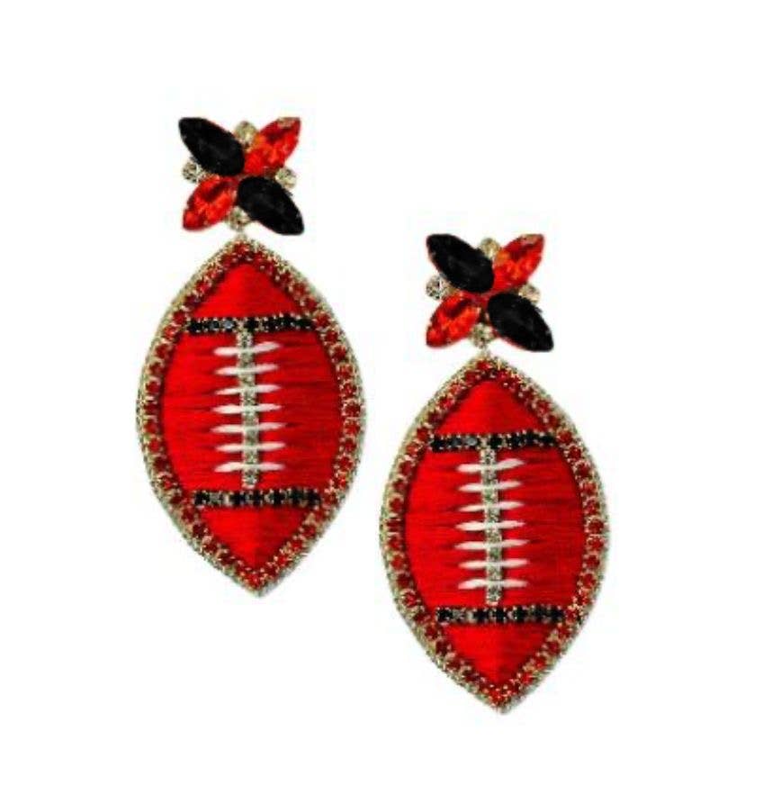 Fourth Quarter Sparkle Football Dangle Earrings