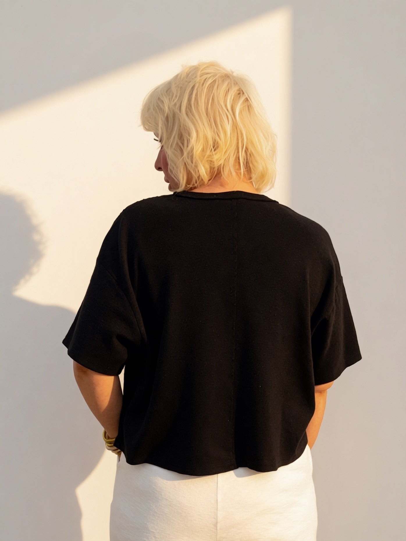 Black Relaxed Crop Tee | Boxy Pocket T-Shirt | Matching Set Top