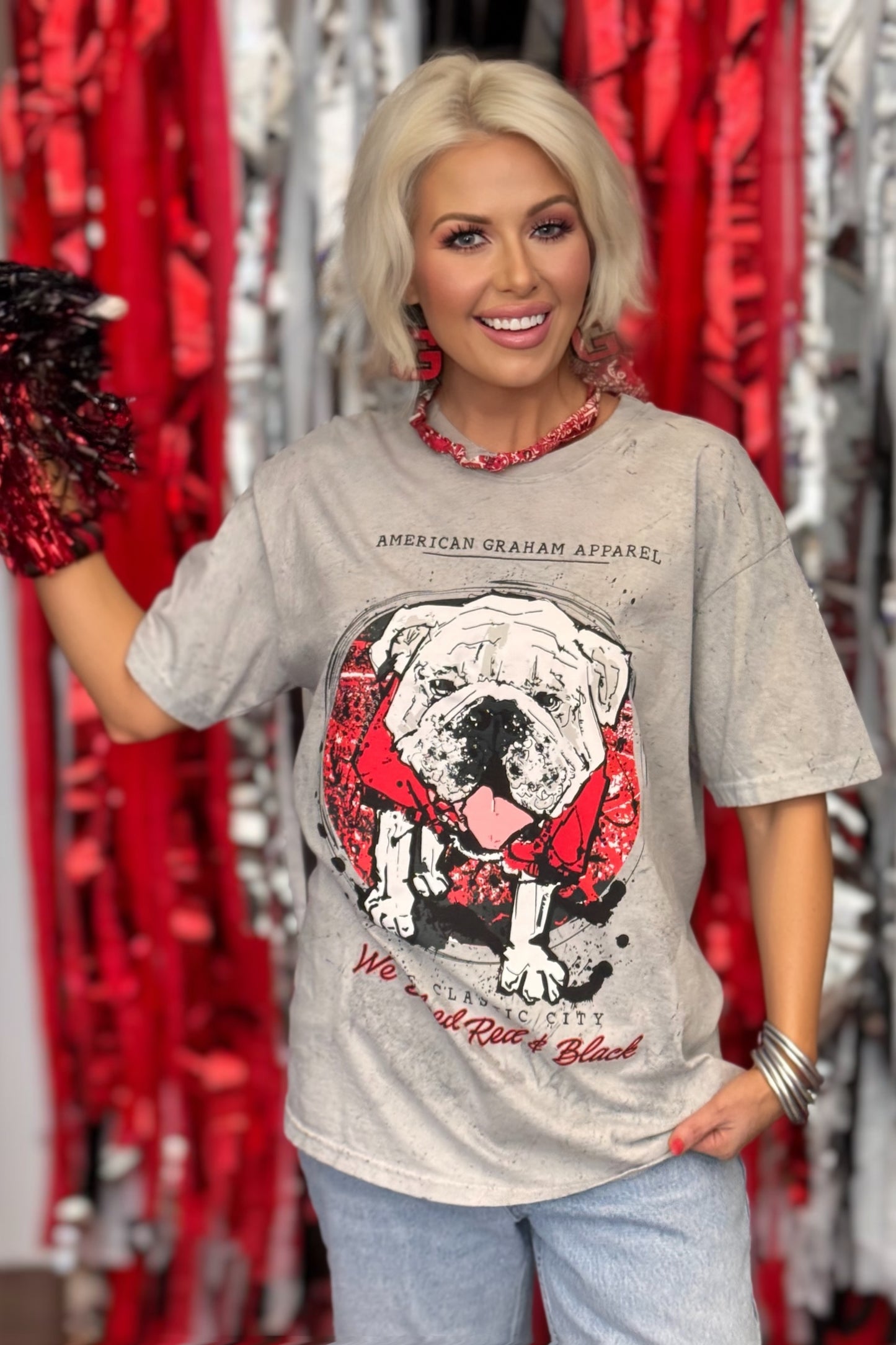 We Bleed Red & Black Comfort Colors® Acid Wash Graphic T-Shirt