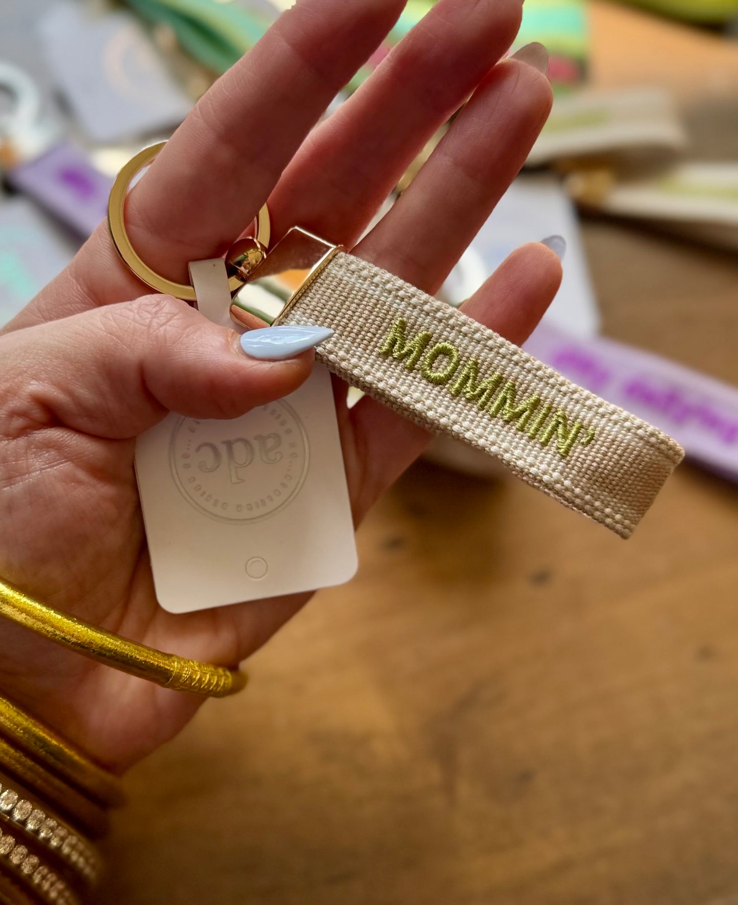 MOMMIN' Woven Canvas Keychain