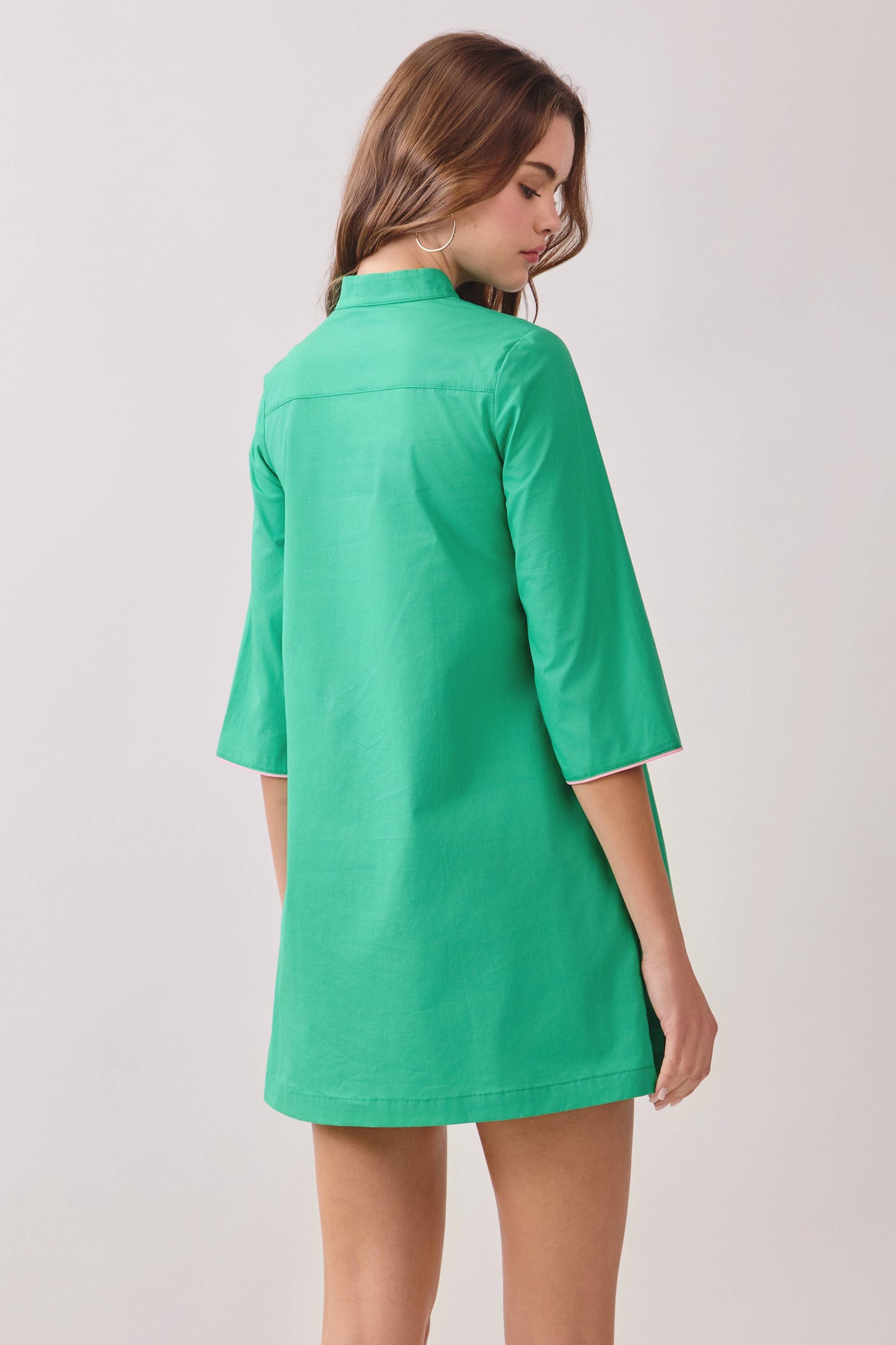 The Kelly Social: Mandarin Collar Contrast Frog Button Detail Dress