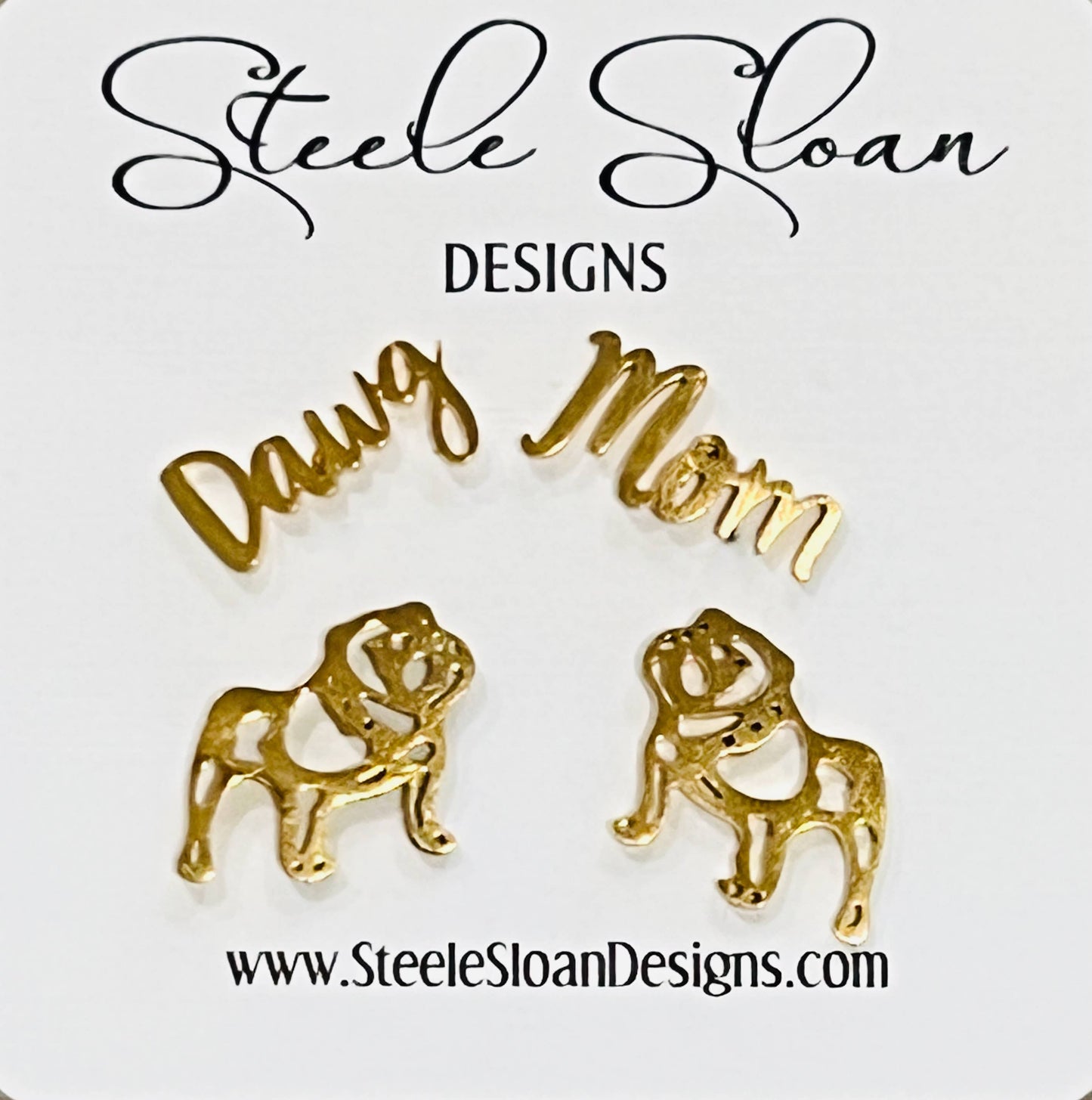 Dawg Mom & Bulldog Stud Earring Set