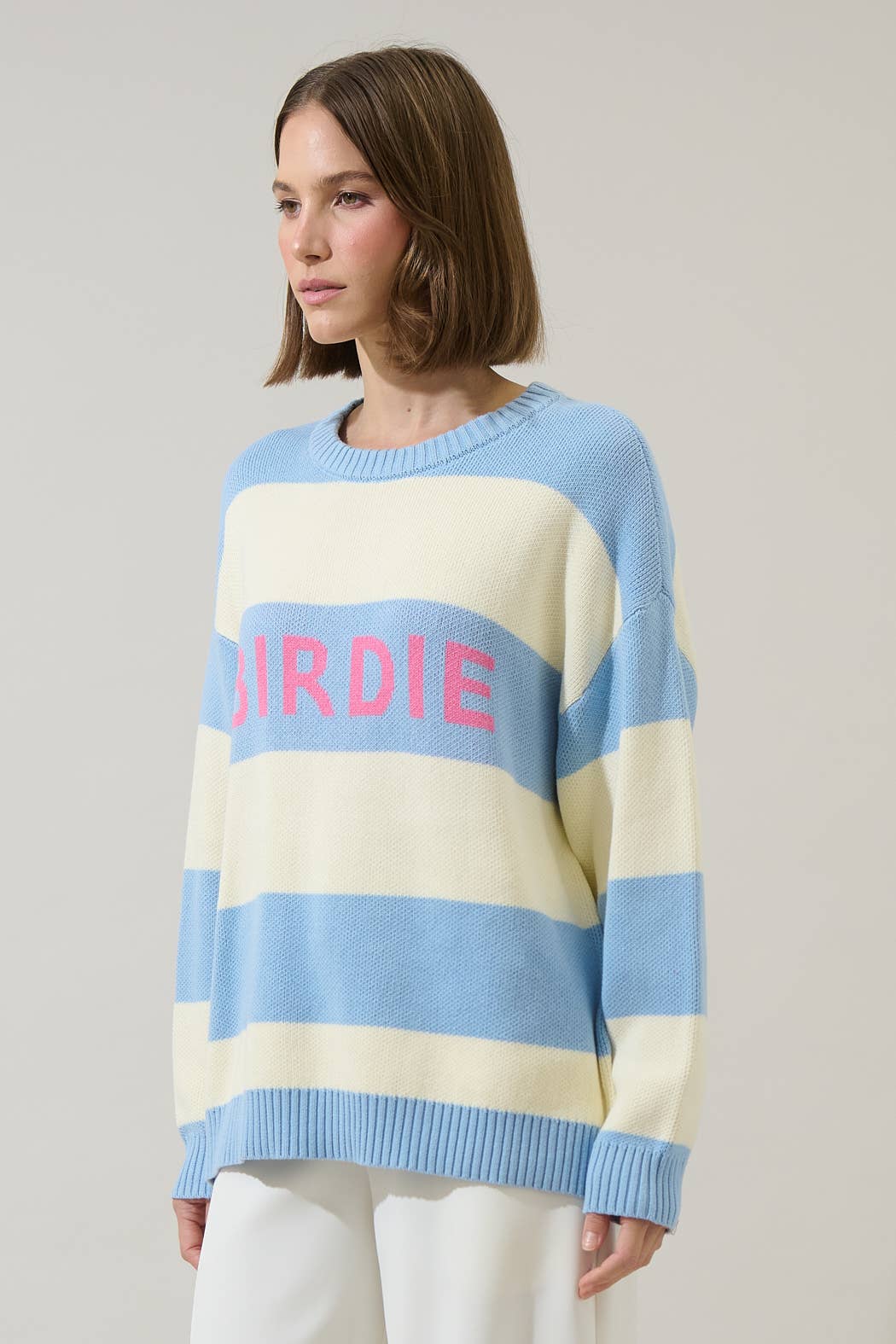 Country Club Crush - Golf Birdie Stripe Knit Lightweight Sweater