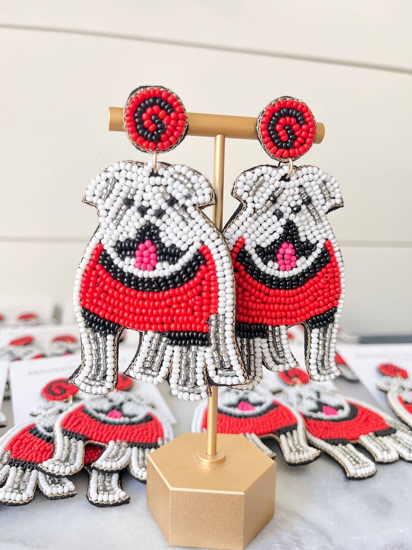Bulldog beaded earrings