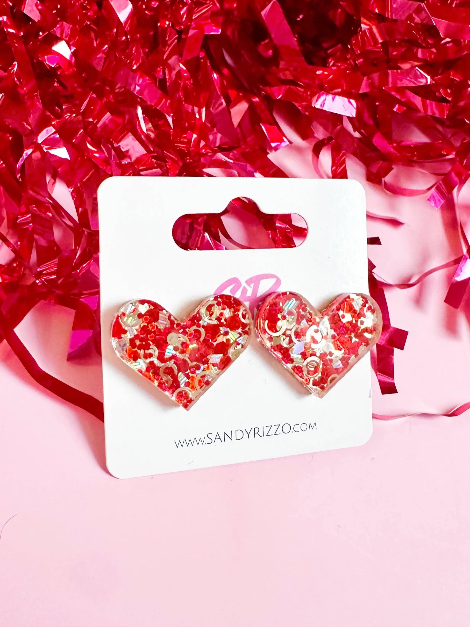 Red Hot Heart Stud Sandy + Rizzo