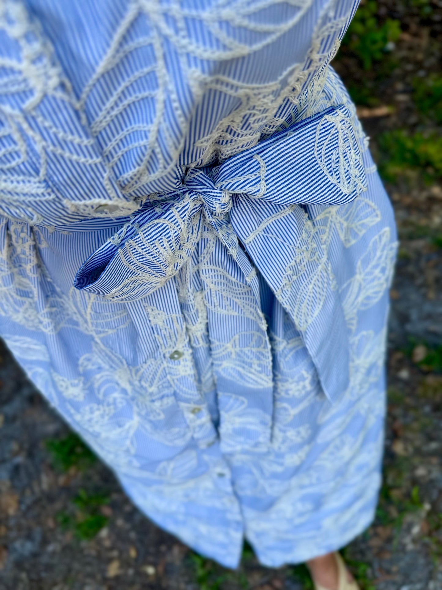 Bluebell Garden Stripe Floral Midi Dress