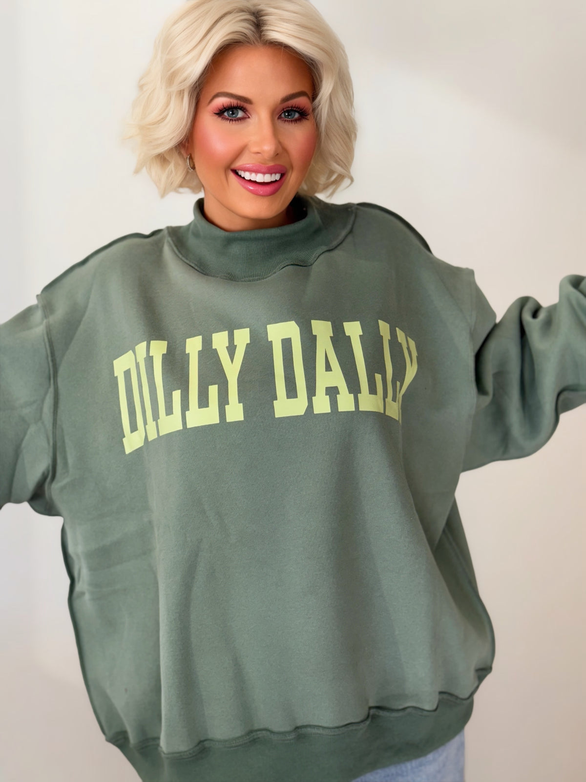 Dilly Dally Oversized Mock Neck Sweatshirt