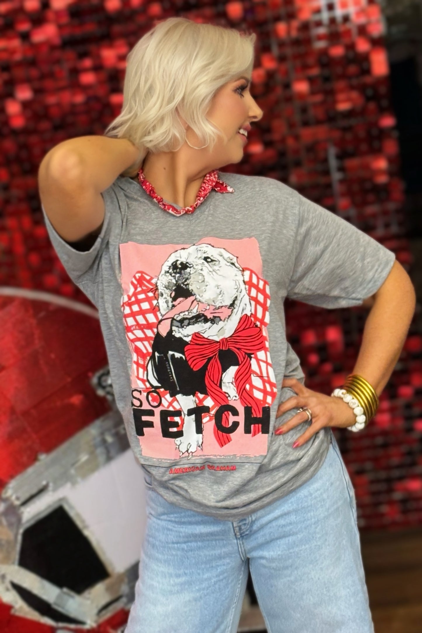 So Fetch Bulldog Tultex Graphic V-Neck T-Shirt