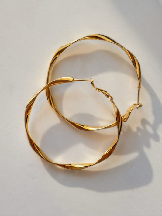 Twisted Circle Hoop Earrings- 2 inch