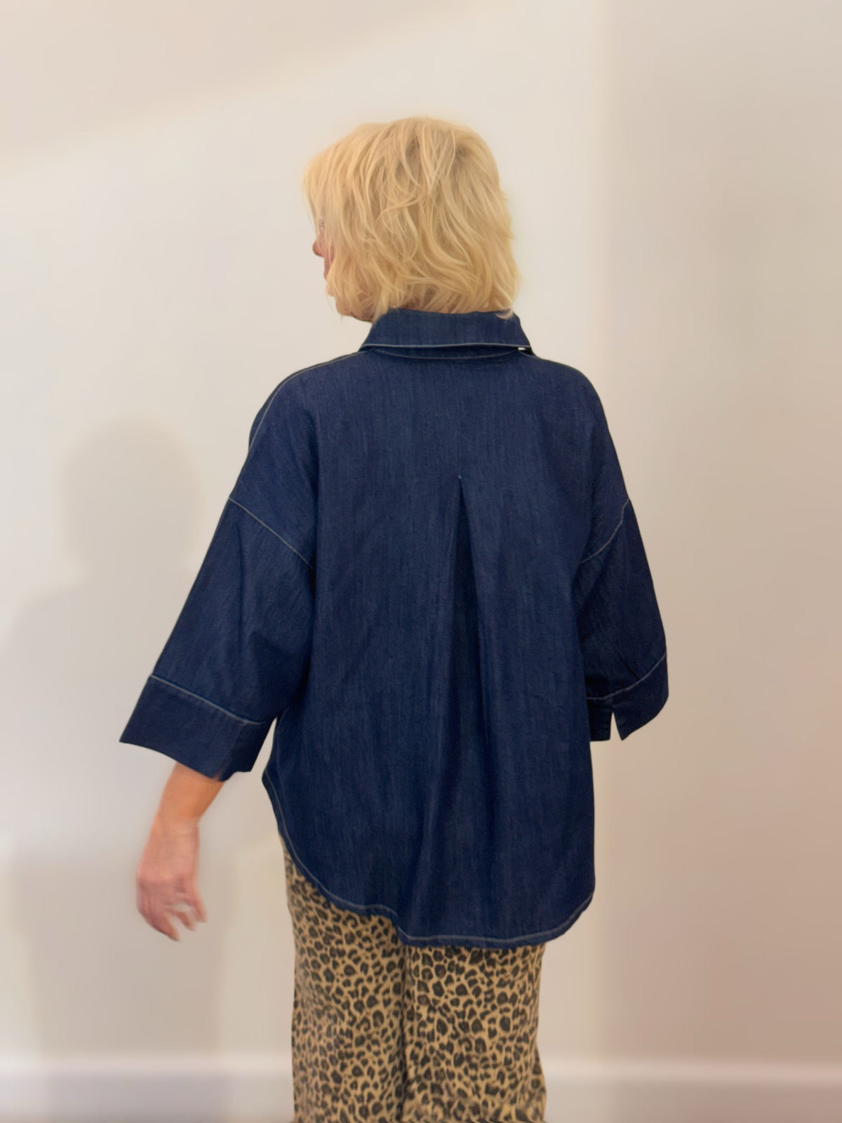 Easy Does It Oversized Denim Shirt : Dark-Wash Denim